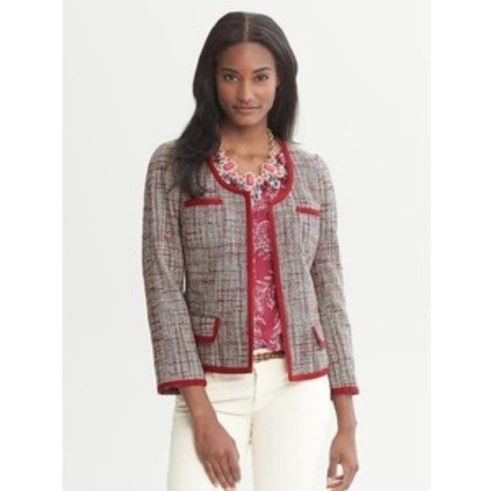 Banana Republic Tweed Jacket with Red Trim
